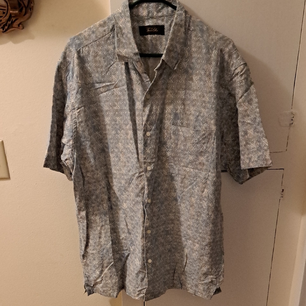 Tasso Elba Blue Geometric Casual Shirt